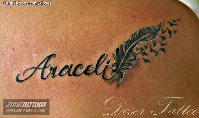 Tatuaje de doser - Plumas Nombres Letras