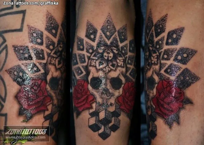 Tatuaje de graffiska - Calaveras Mándalas Puntillismo