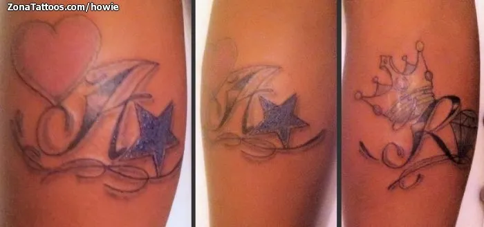 Tatuaje de Howie - Iniciales Estrellas Coronas
