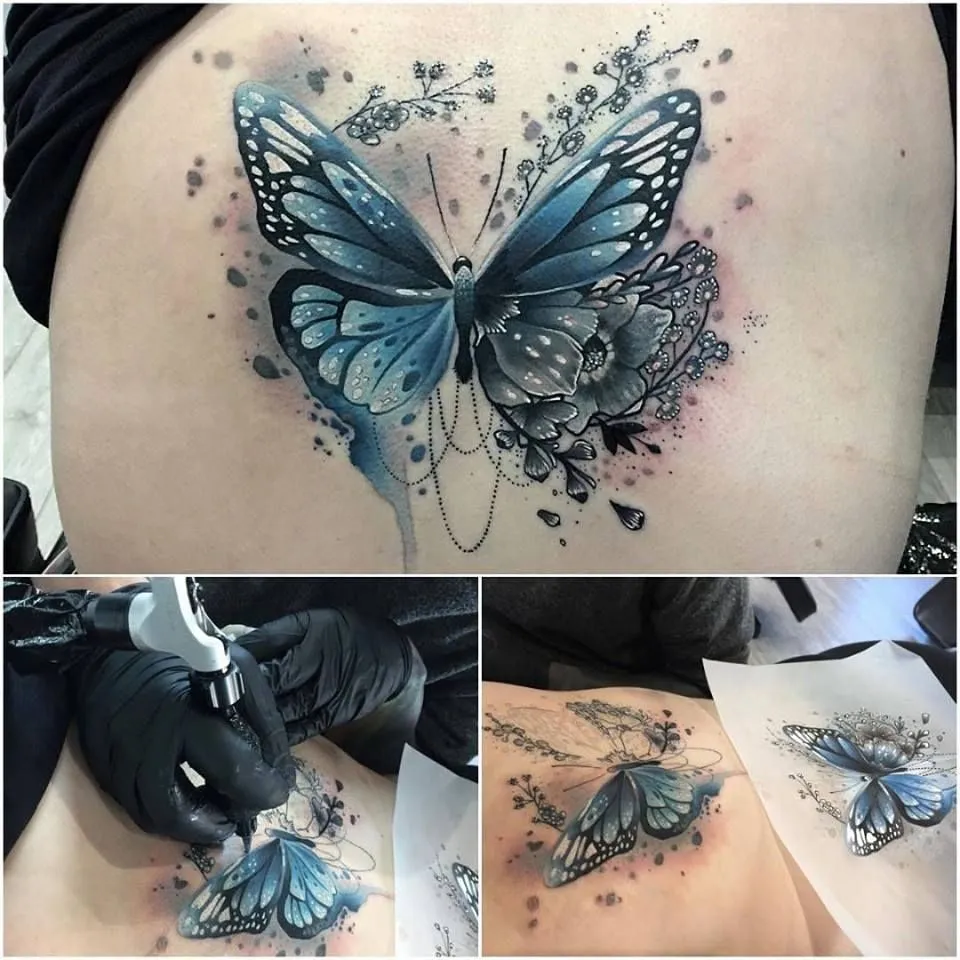 Tatuaje de mariposa azul | Tatuajes Delicados y Femeninos ...