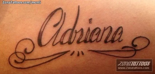 Tatuaje de monti - Adriana Nombres Letras