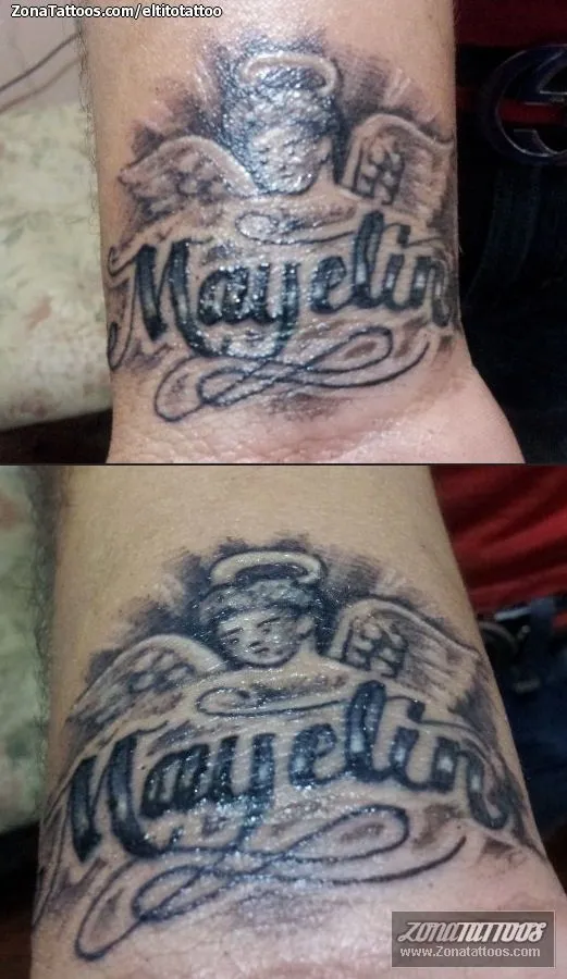 Tatuajes de angeles con nombres - Imagui