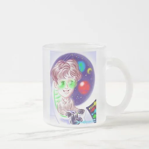 Taza 12a de la caricatura de la nave espacial de Zazzle.