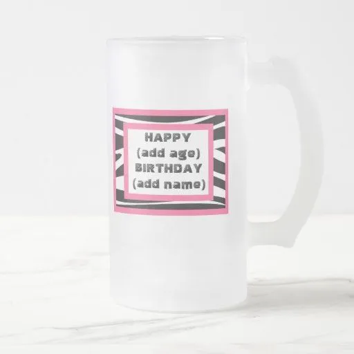 Taza de cerveza del feliz cumpleaños del estampado de Zazzle.