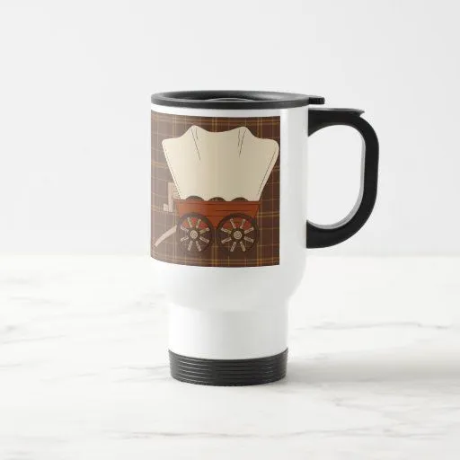 Taza del dibujo animado del viaje del carro cubier de Zazzle.