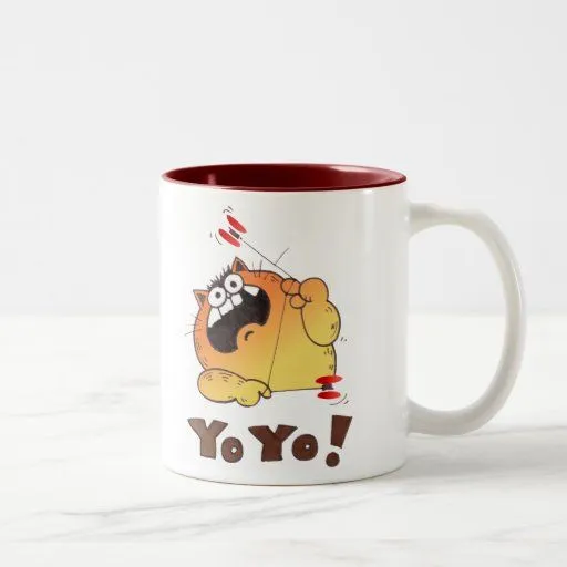 Taza del gato del dibujo animado/taza del yoyo del de Zazzle.