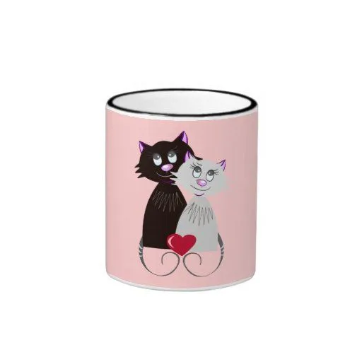 Taza con los gatos románticos de Zazzle.