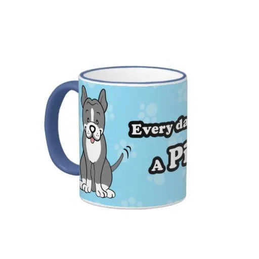 Taza linda de Pitbull del perro del dibujo animado de Zazzle.