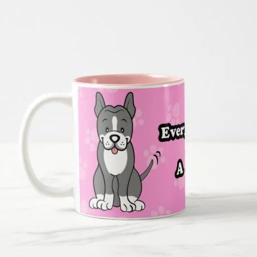 Taza linda de Pitbull del perro del dibujo animado de Zazzle.