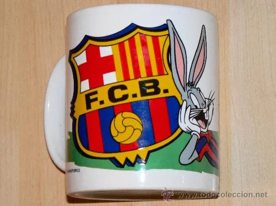 TAZA DE PORCELANA DEL FUTBOL CLUB BARCELONA CON DIBUJO DEL CONEJO BUGS ...