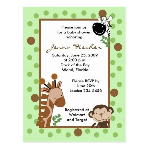 TBA} Jungle Adventure Safari Baby Shower Post Cards from Zazzle.