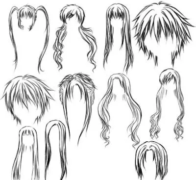 Tdesignx Material para Diseño: Anime Hair Brushes (Photoshop)