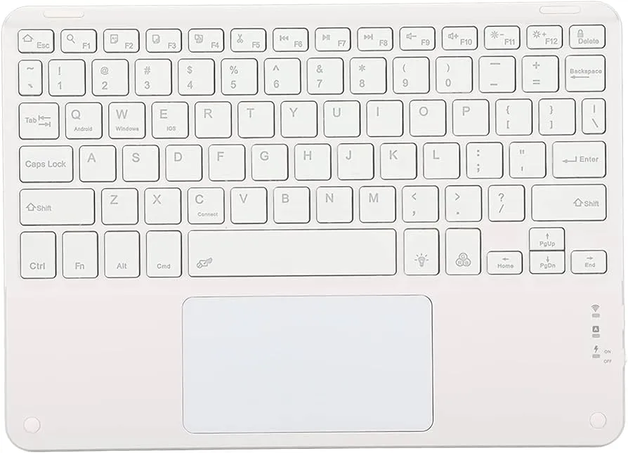Teclado Inalámbrico, Teclado Bluetooth Portátil Ultra Delgado de 10 Pulgadas con Panel Táctil, Mini Teclado Ergonómico para Computadora Portátil, Tableta, Teléfono Inteligente(Blanco) : Amazon.com.mx: Electrónicos
