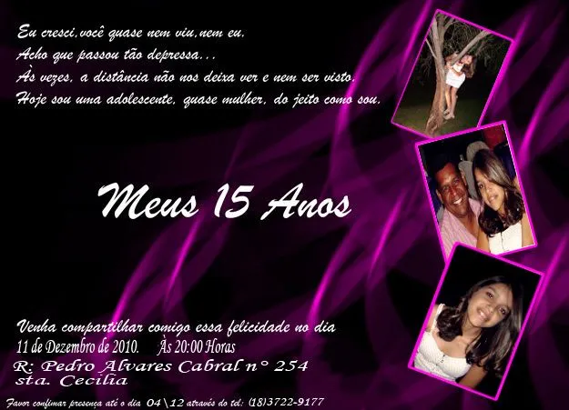 Tecno_House.Design: Modelo de convite de 15 anos