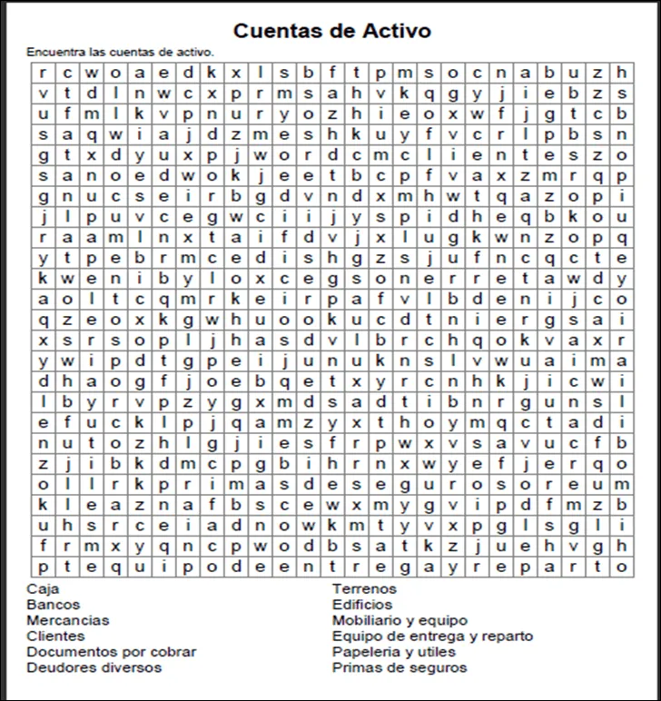 Tecnología Administración Contable: Sopa de letras