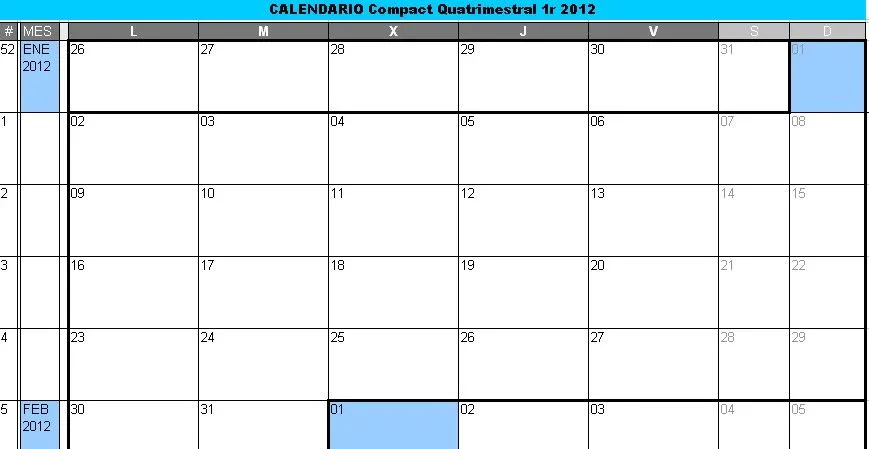 Tecnología habitual: Calendario Compact primer cuatrimestre 2012