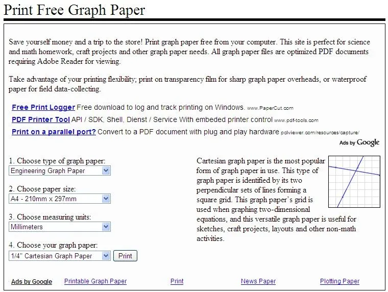 Tecnología habitual: Imprimir papel para gráficos on line