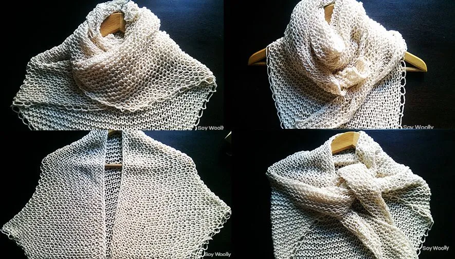 Teje un chal triangular fácil y rápido con dos agujas o palillos ...