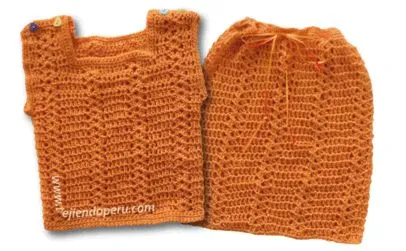 Cómo tejer un conjunto de chaleco y bolsita para bebés a ... | Crochet