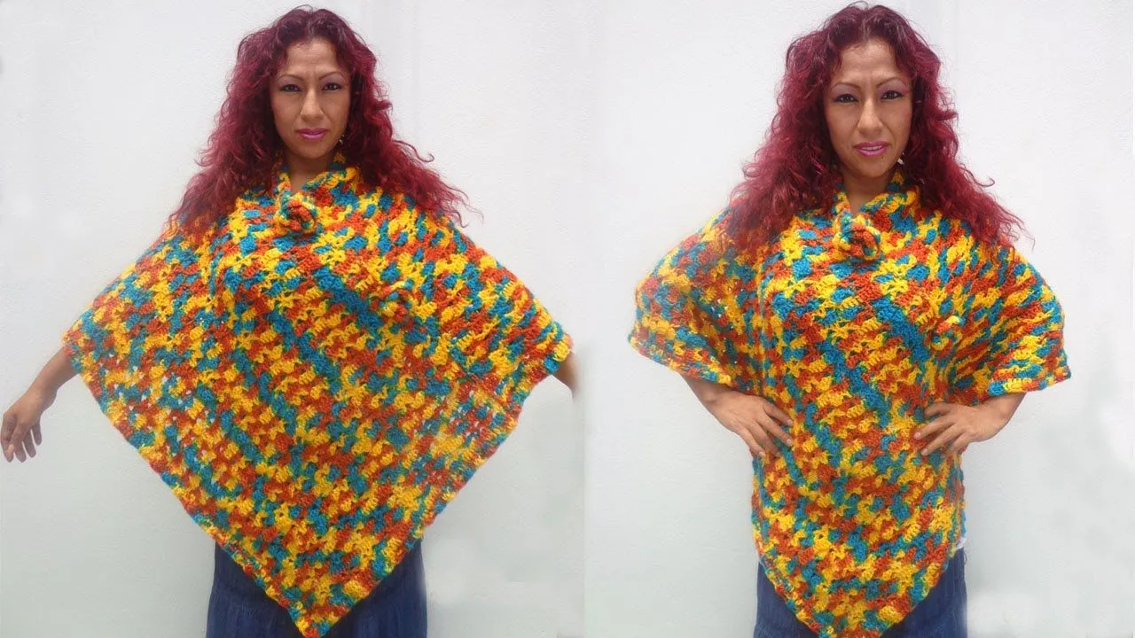 COMO TEJER ESTE PONCHO EN L TEJIDO A CROCHET PASO A PASO - YouTube