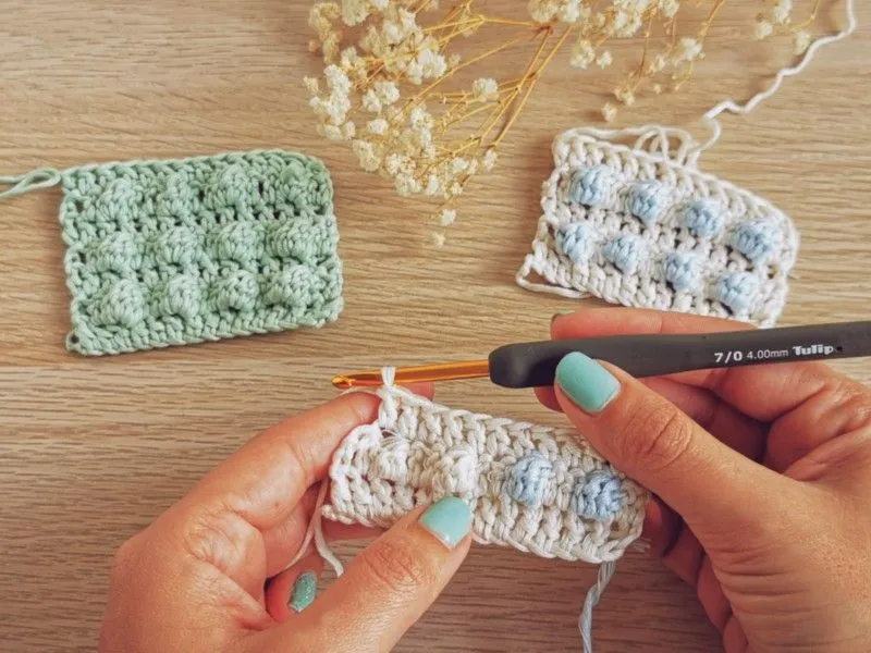 Cómo tejer punto piña o burbuja a crochet - Tejamos Sonrisas