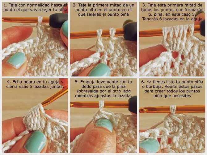 Cómo tejer punto piña o burbuja a crochet - Tejamos Sonrisas