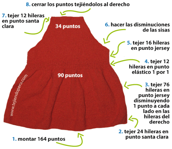 Vestido con cintas para niña - Tejiendo Perú...