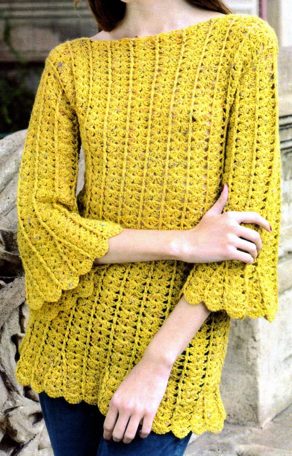 tejidos artesanales en crochet: pullover tejido en gajos