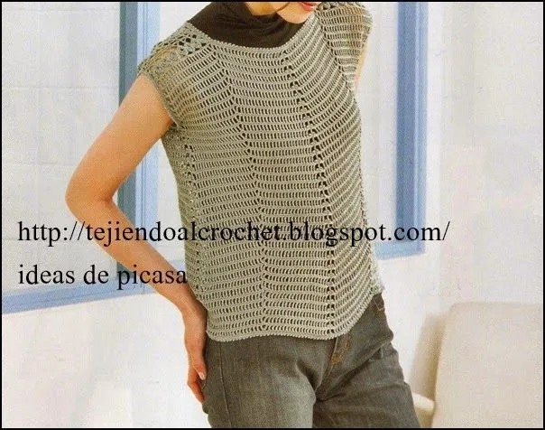 TEJIDOS A CROCHET - GANCHILLO - PATRONES: REMERA TEJIDA A CROCHET