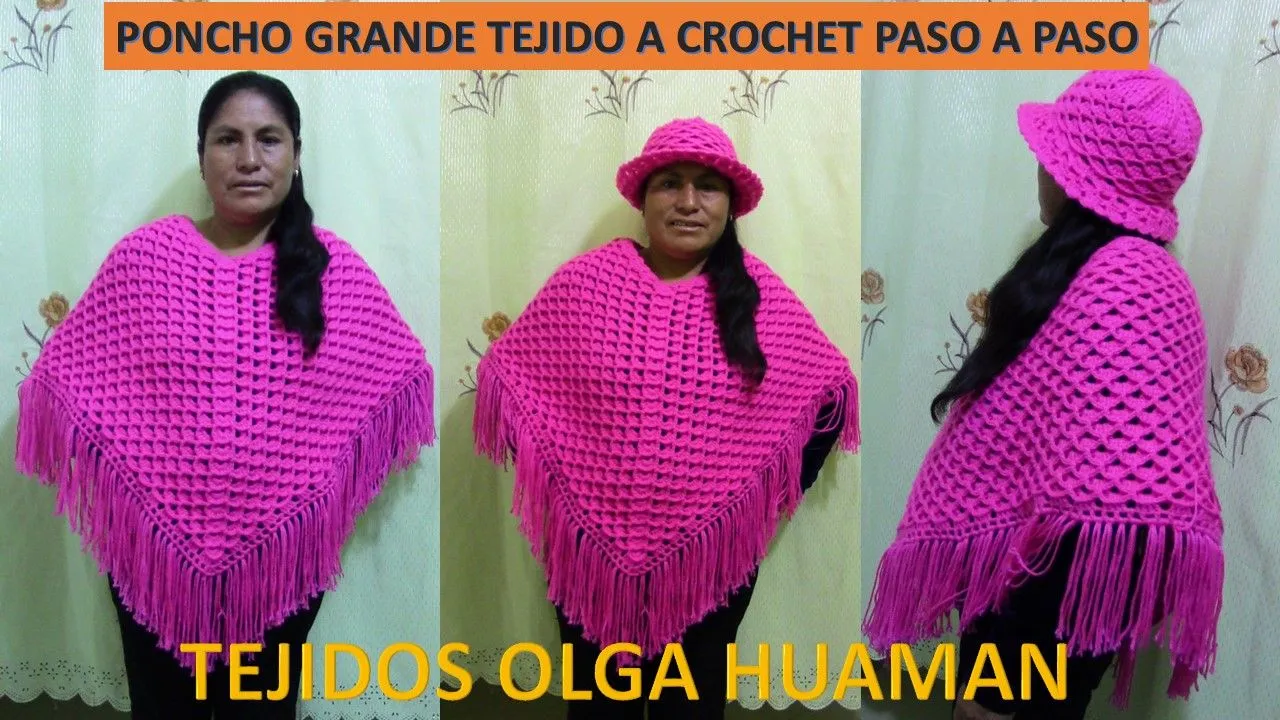 TEJIDOS OLGA HUAMAN: Poncho grande tejido a crochet paso a paso