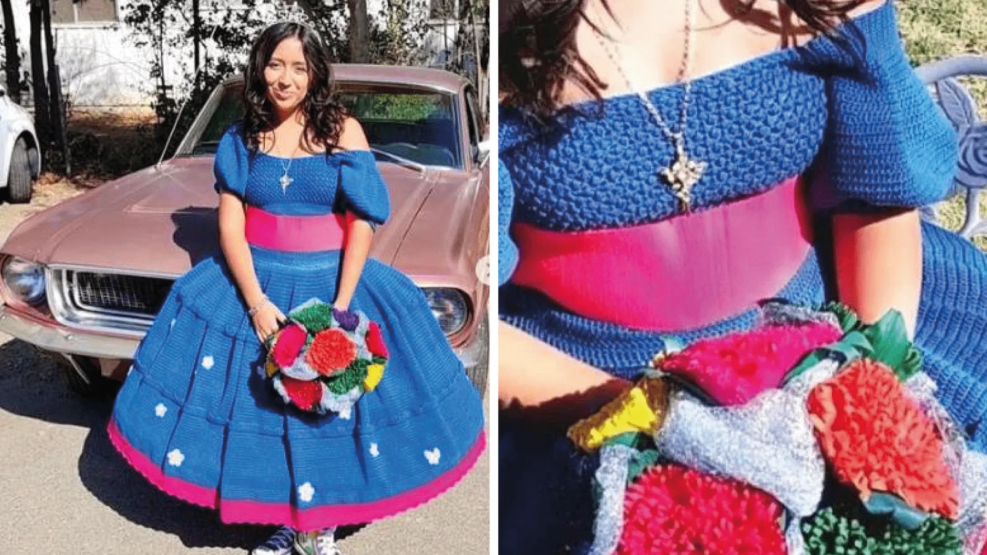 Tejió su propio vestido para su cumpleaños de 15 y el resultado fue viral en TikTok - Infobae