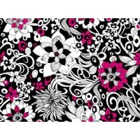 Tela estampada flor blanca sobre fondo negro. Fat Quarter 45x50cm ...