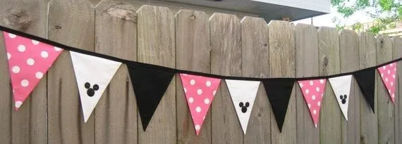 Tela de lujo Minnie Mouse banderines bandera por PinkPopPolkaDot