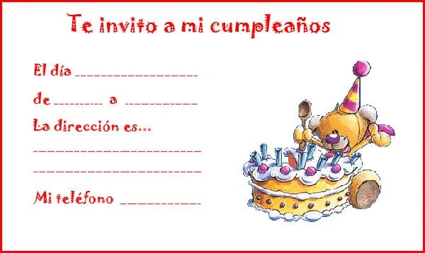 Temas para niños: invitaciones de cumpleaños para imprimir
