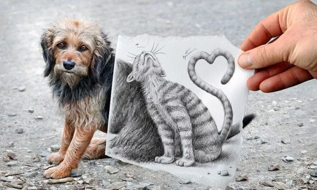 Realidad aumentada a lápiz por Ben Heine. ~ Breve Notas