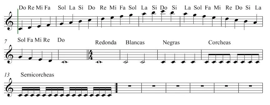 Teoria musical: Notas en el pentagrama