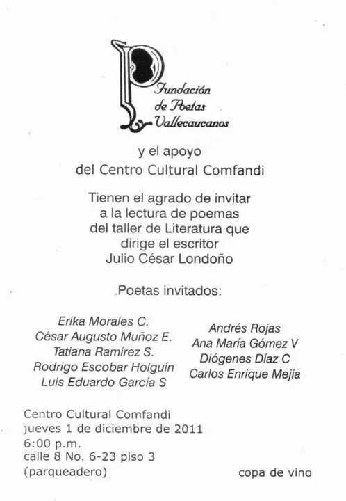 territorios ciertos Ana María Gómez: Invitación recital de poesia ...