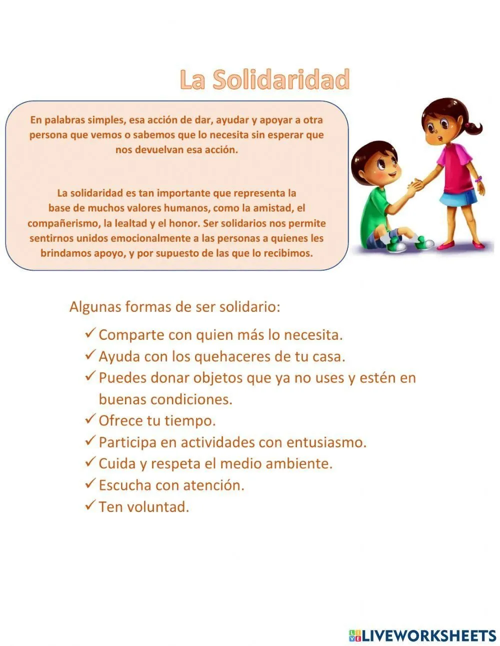 Test de la solidaridad worksheet | Live Worksheets