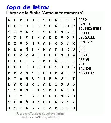 Sopa de letras biblica | Testigos de Jehová Online