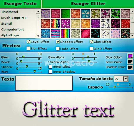 texto glitter