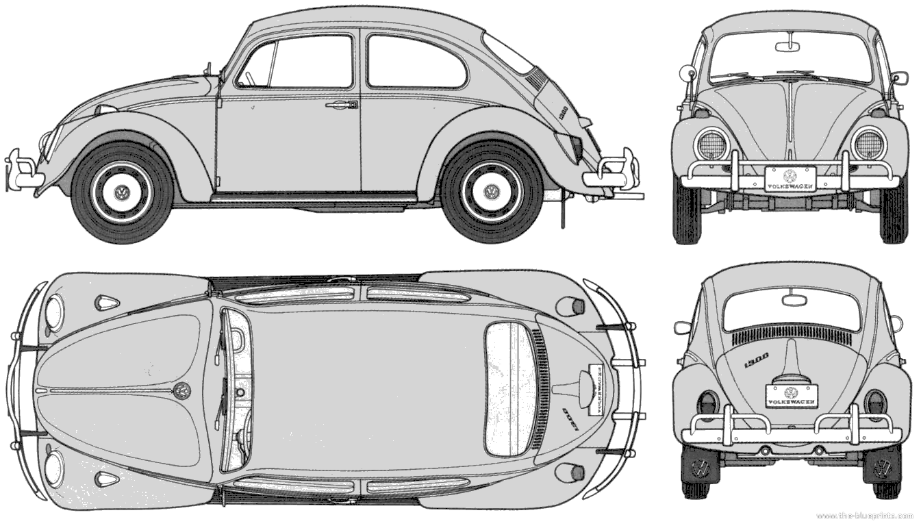 The-Blueprints.com - Vector Requests - Volkswagen Beetle 1300 1963