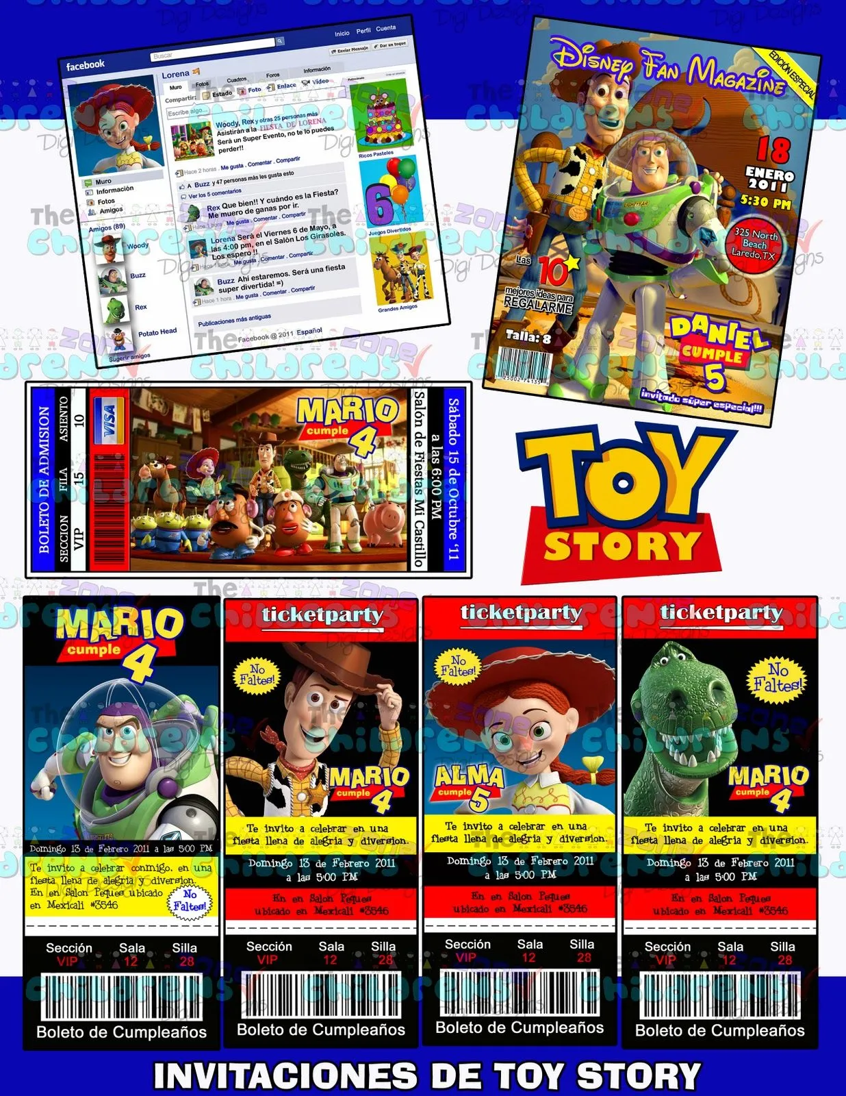 The Childrens Zone Digi Designs: Invitaciones de Toy Story