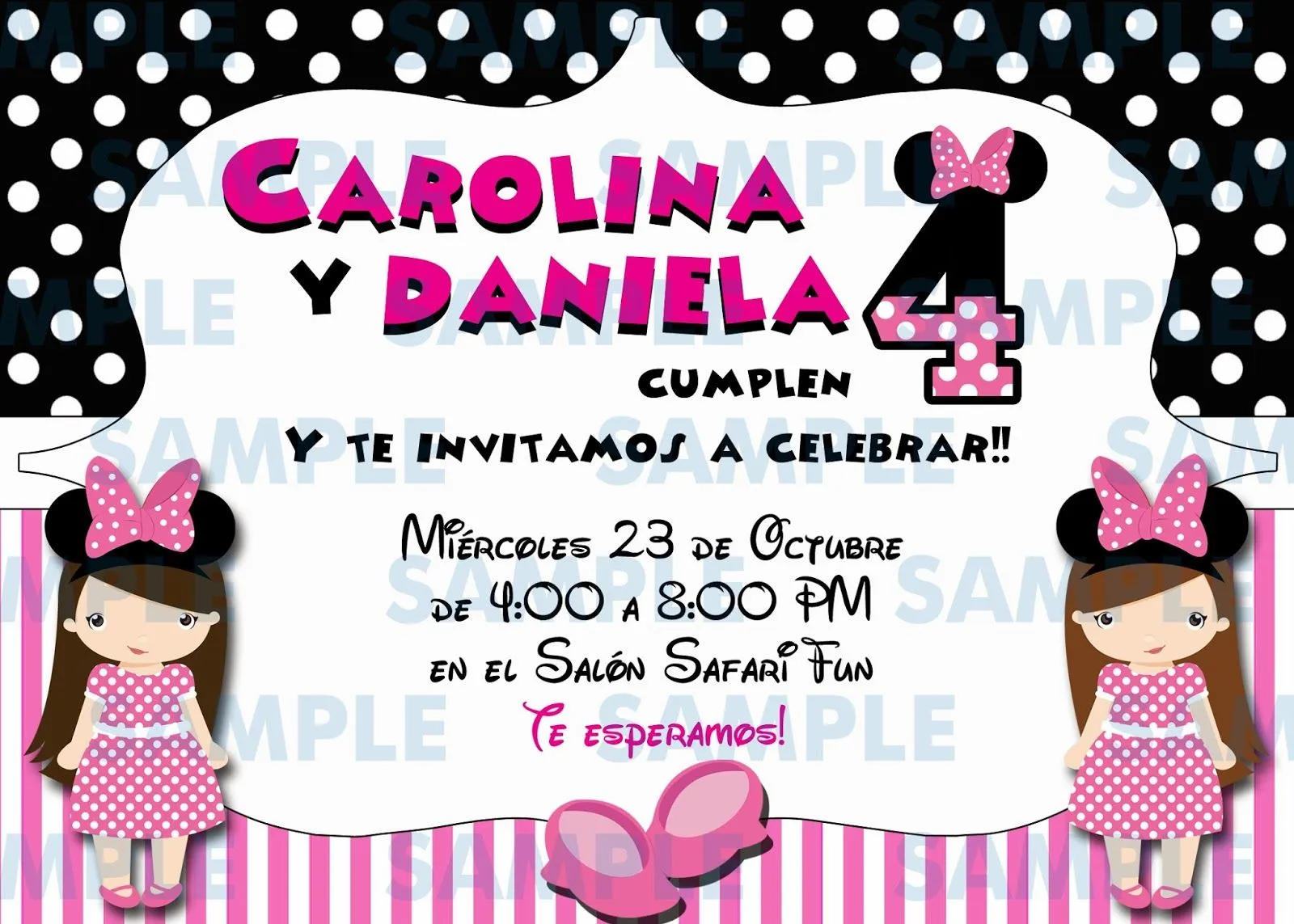 The Childrens Zone Digi Designs: Invitaciones de Minnie Mouse