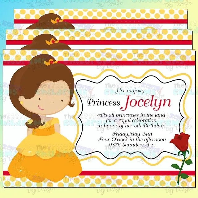 The Childrens Zone Digi Designs: Invitaciones de Princesas Modernas