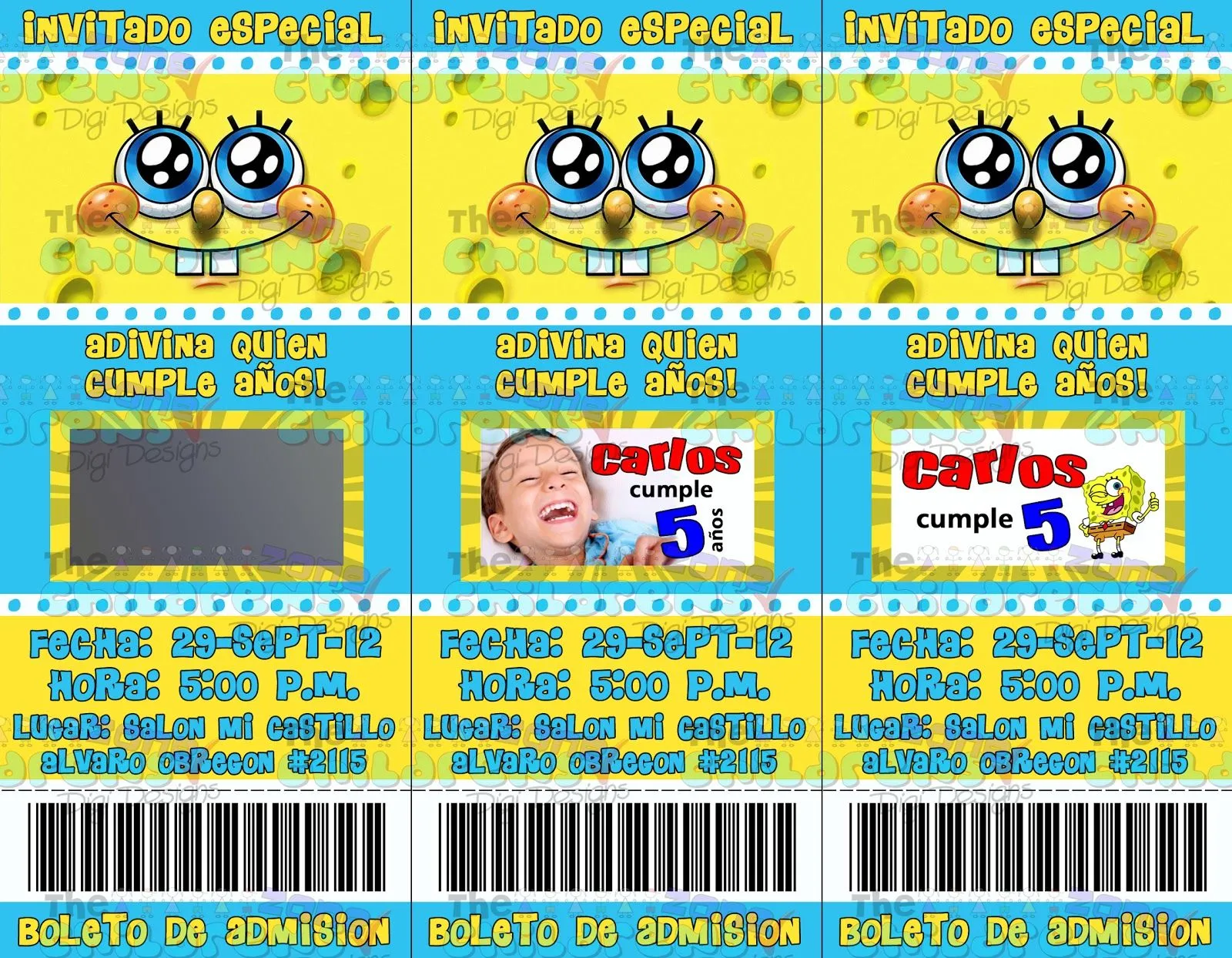 The Childrens Zone Digi Designs: Invitaciones en formato Ticket ...