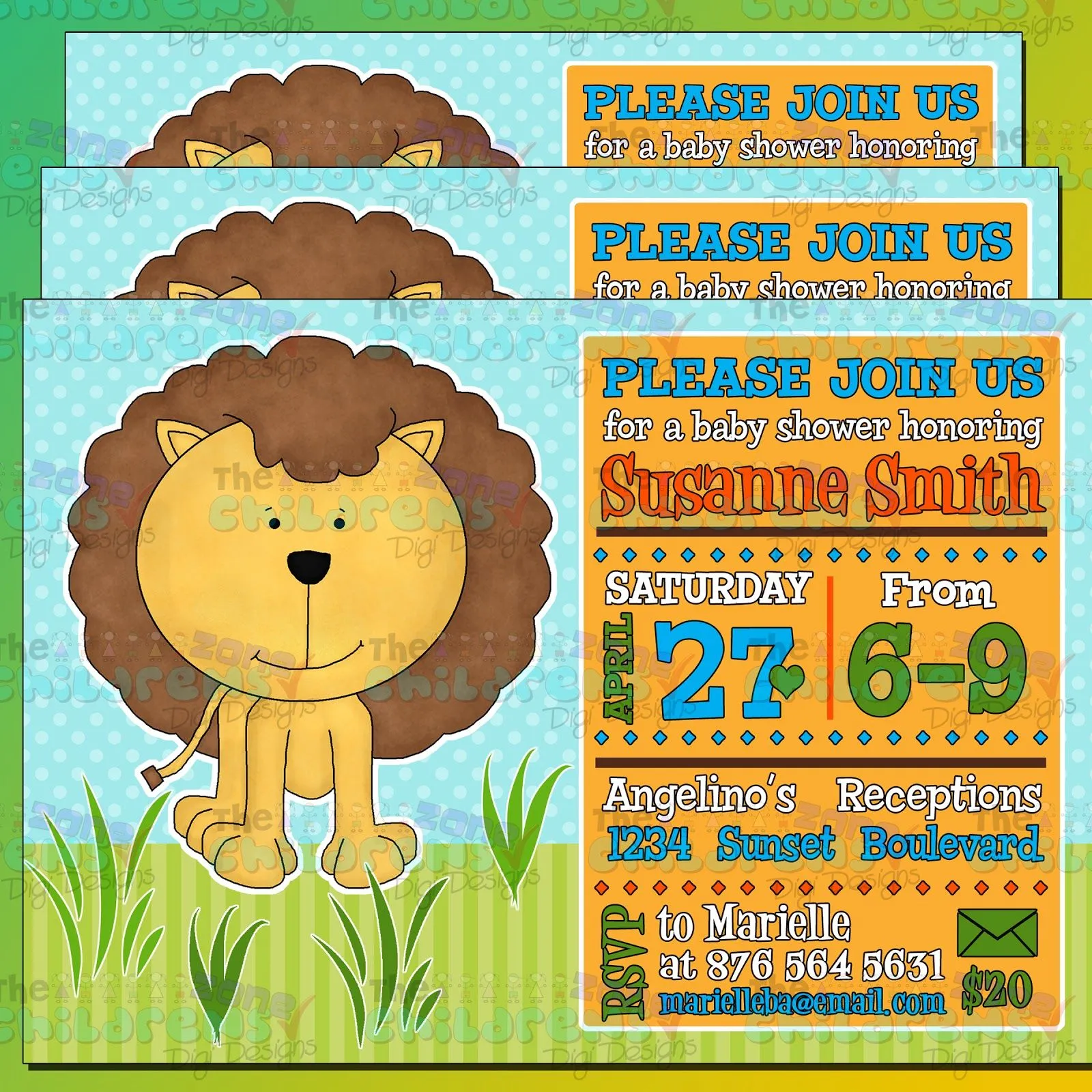 The Childrens Zone Digi Designs: Invitaciones Baby Shower Safari