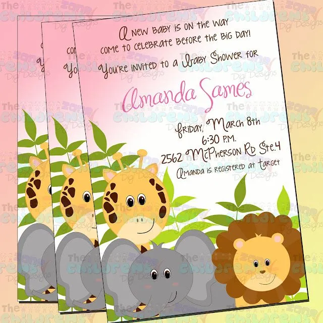 The Childrens Zone Digi Designs: Invitaciones para Baby Shower Safari