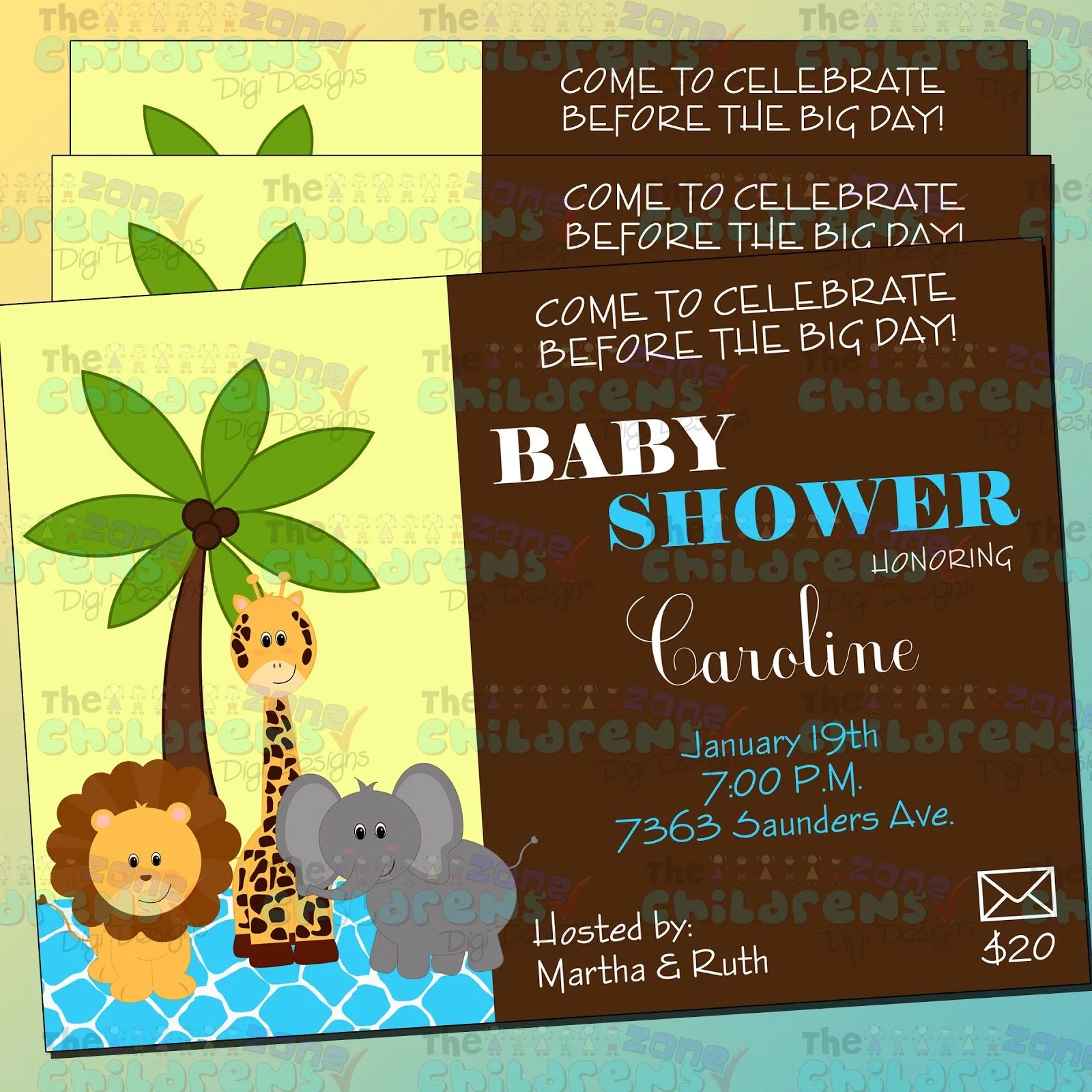 The Childrens Zone Digi Designs: Invitaciones Baby Shower Safari