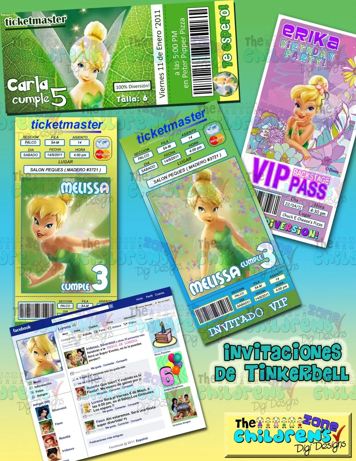 The Childrens Zone Digi Designs: Invitaciones de Tinkerbell