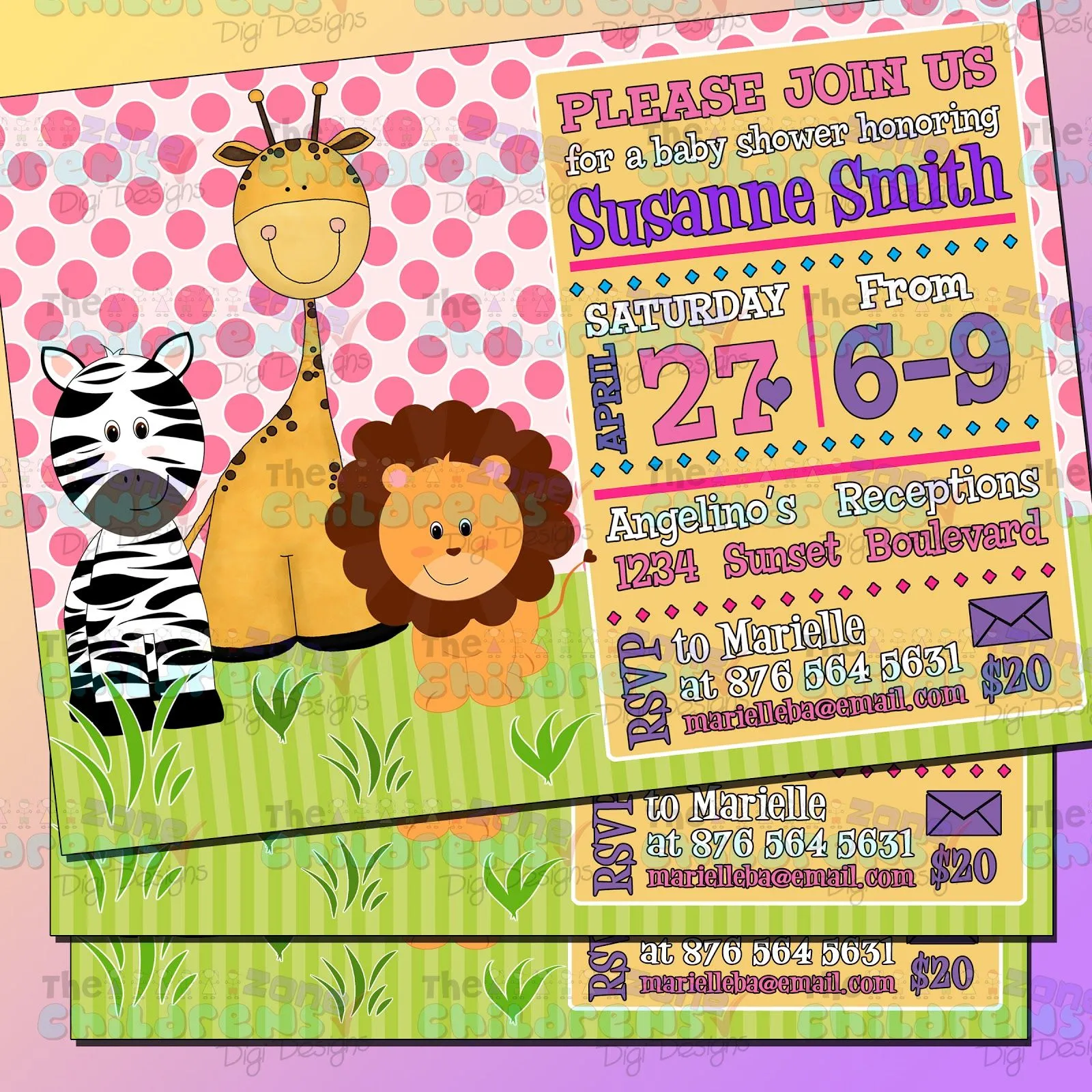 The Childrens Zone Digi Designs: Invitaciones Baby Shower Safari